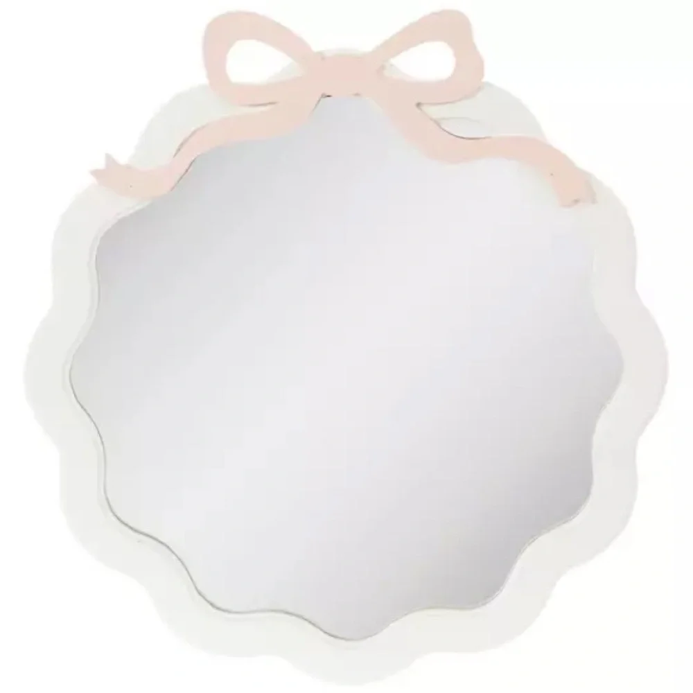 Pink Bow Wavy Wood Wall Mirror